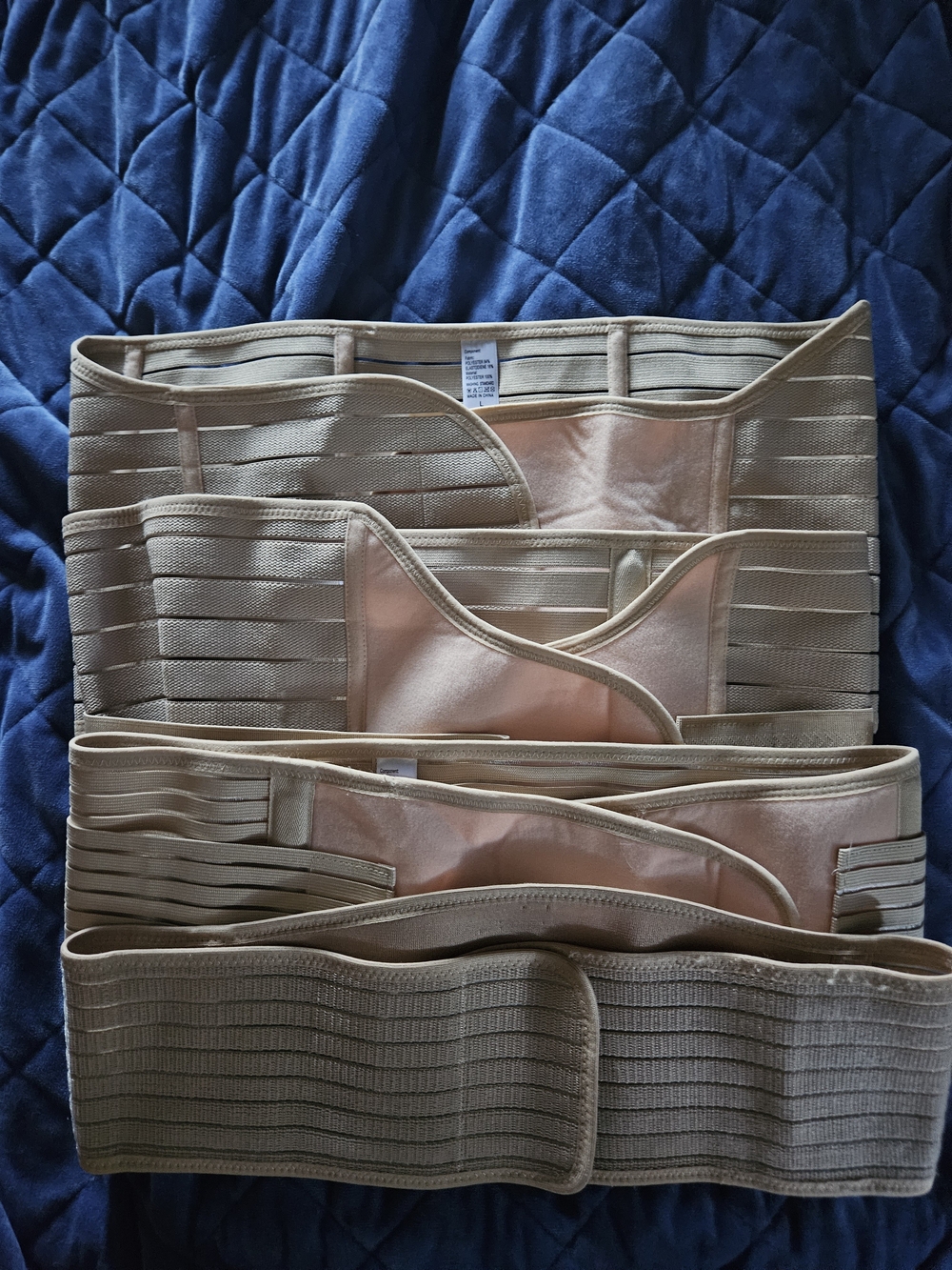 Beige Elastic Abdominal Support Belt Set Postpartum